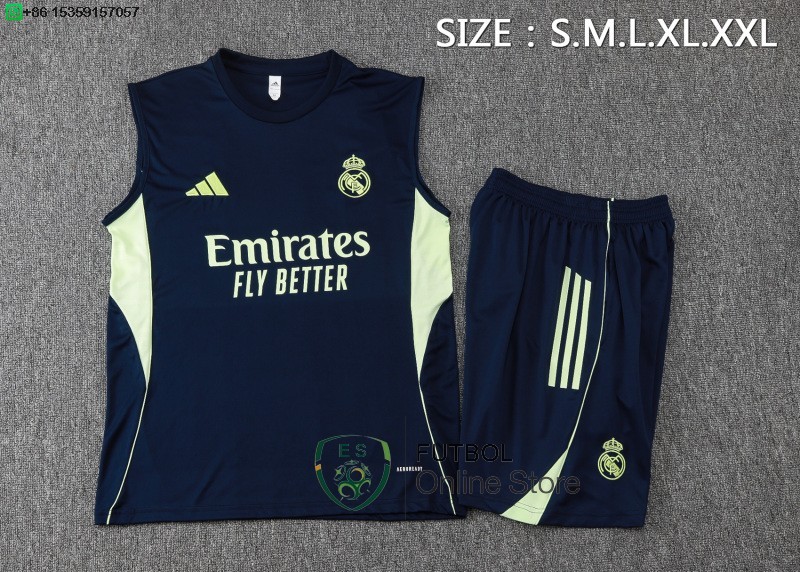 Entrenamiento Sin Mangas Conjunto Completo Real Madrid 25/2026 Azul Marino I Verde