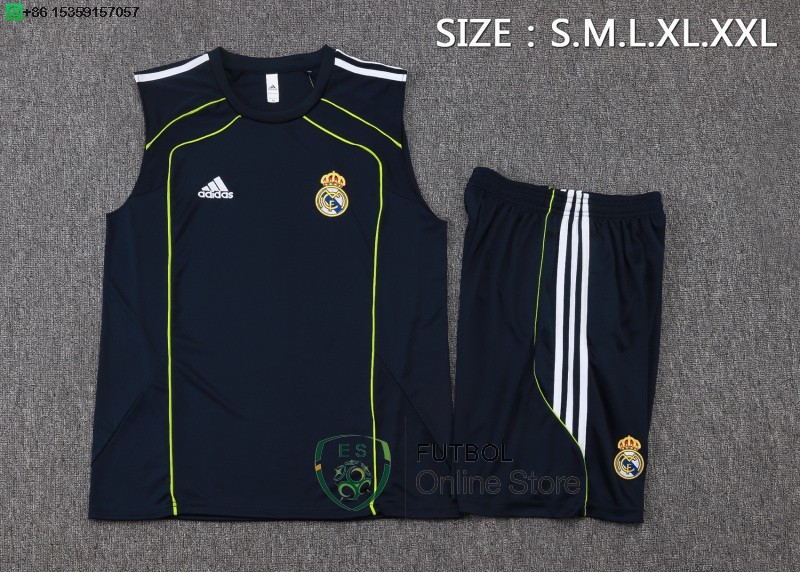 Entrenamiento Sin Mangas Conjunto Completo Real Madrid 25/2026 Azul Marino Verde