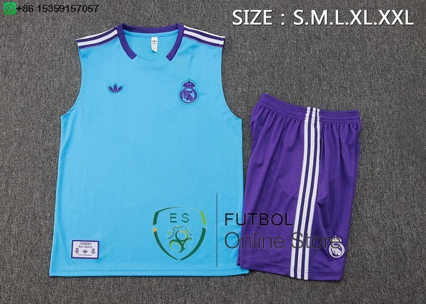 Entrenamiento Sin Mangas Conjunto Completo Real Madrid 25/2026 Azul Purpura