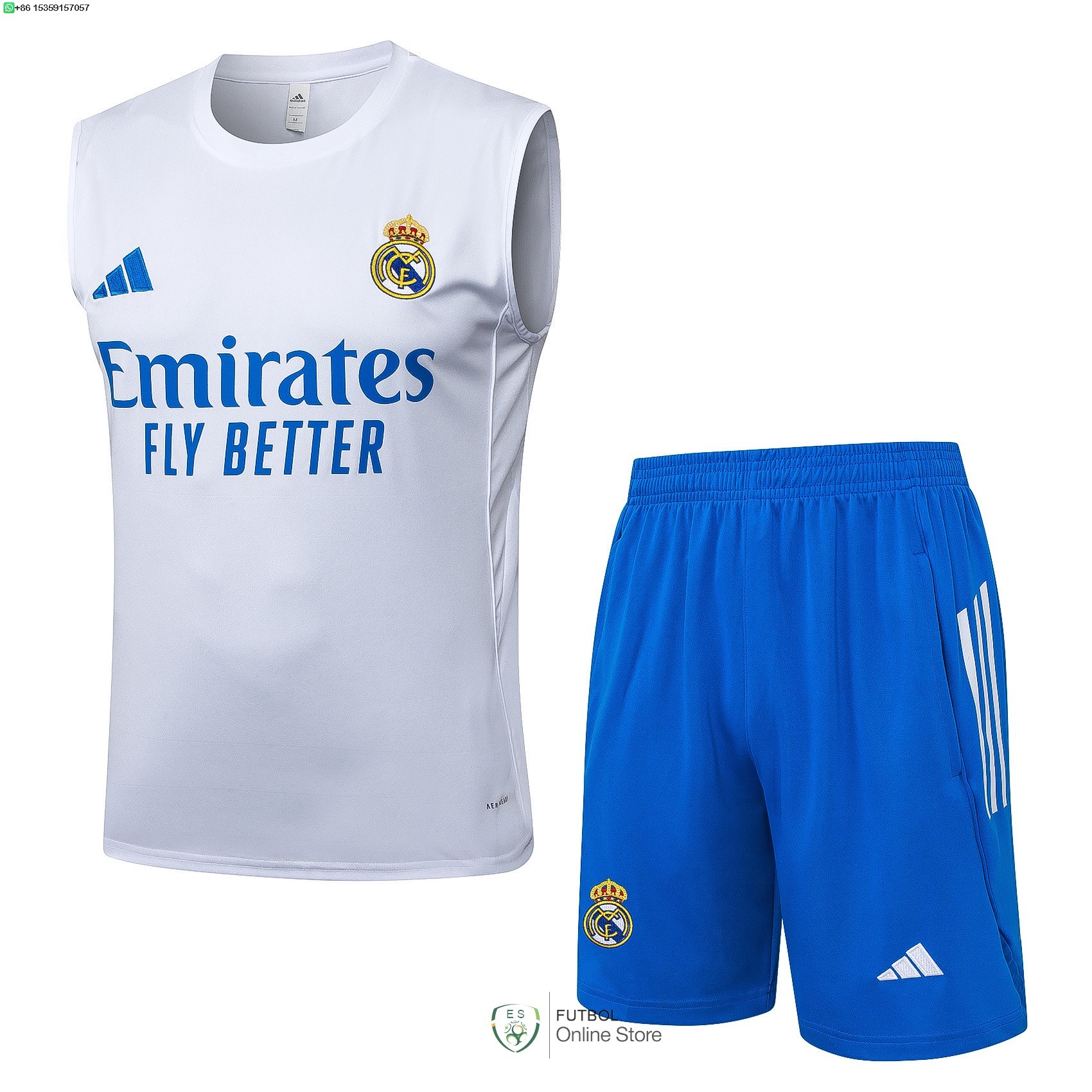 Entrenamiento Sin Mangas Conjunto Completo Real Madrid 25/2026 Blanco Azul