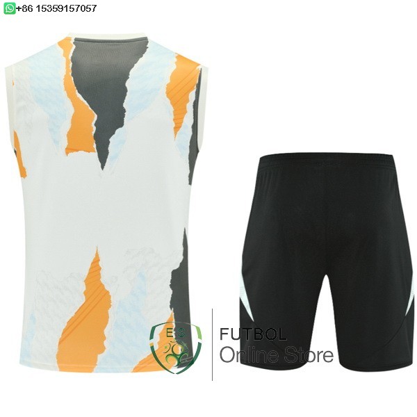 Entrenamiento Sin Mangas Conjunto Completo Real Madrid 25/2026 Blanco Naranja Negro