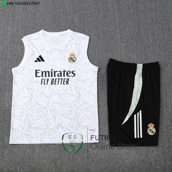 Entrenamiento Sin Mangas Conjunto Completo Real Madrid 25/2026 Blanco Negro