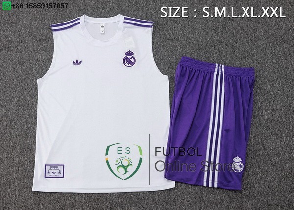 Entrenamiento Sin Mangas Conjunto Completo Real Madrid 25/2026 Blanco Purpura