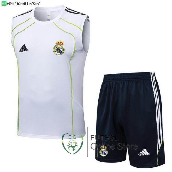 Entrenamiento Sin Mangas Conjunto Completo Real Madrid 25/2026 Blanco Verde Azul