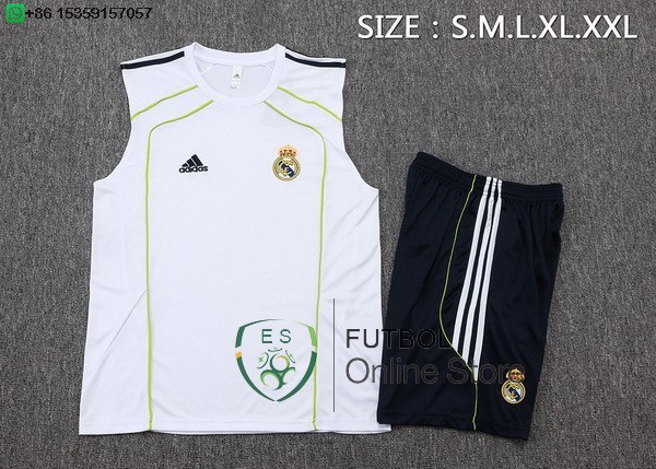 Entrenamiento Sin Mangas Conjunto Completo Real Madrid 25/2026 Blanco Verde Azul