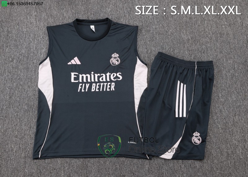 Entrenamiento Sin Mangas Conjunto Completo Real Madrid 25/2026 Gris Marino
