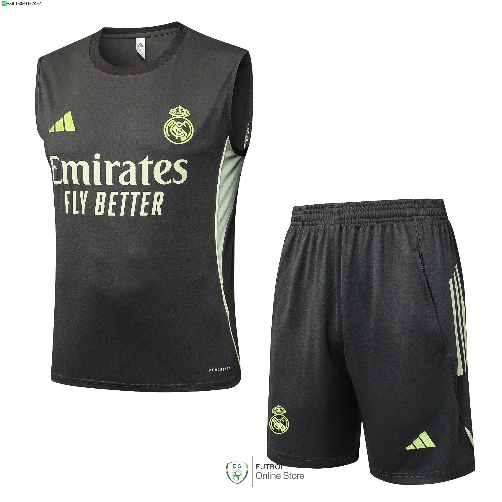 Entrenamiento Sin Mangas Conjunto Completo Real Madrid 25/2026 Gris Verde