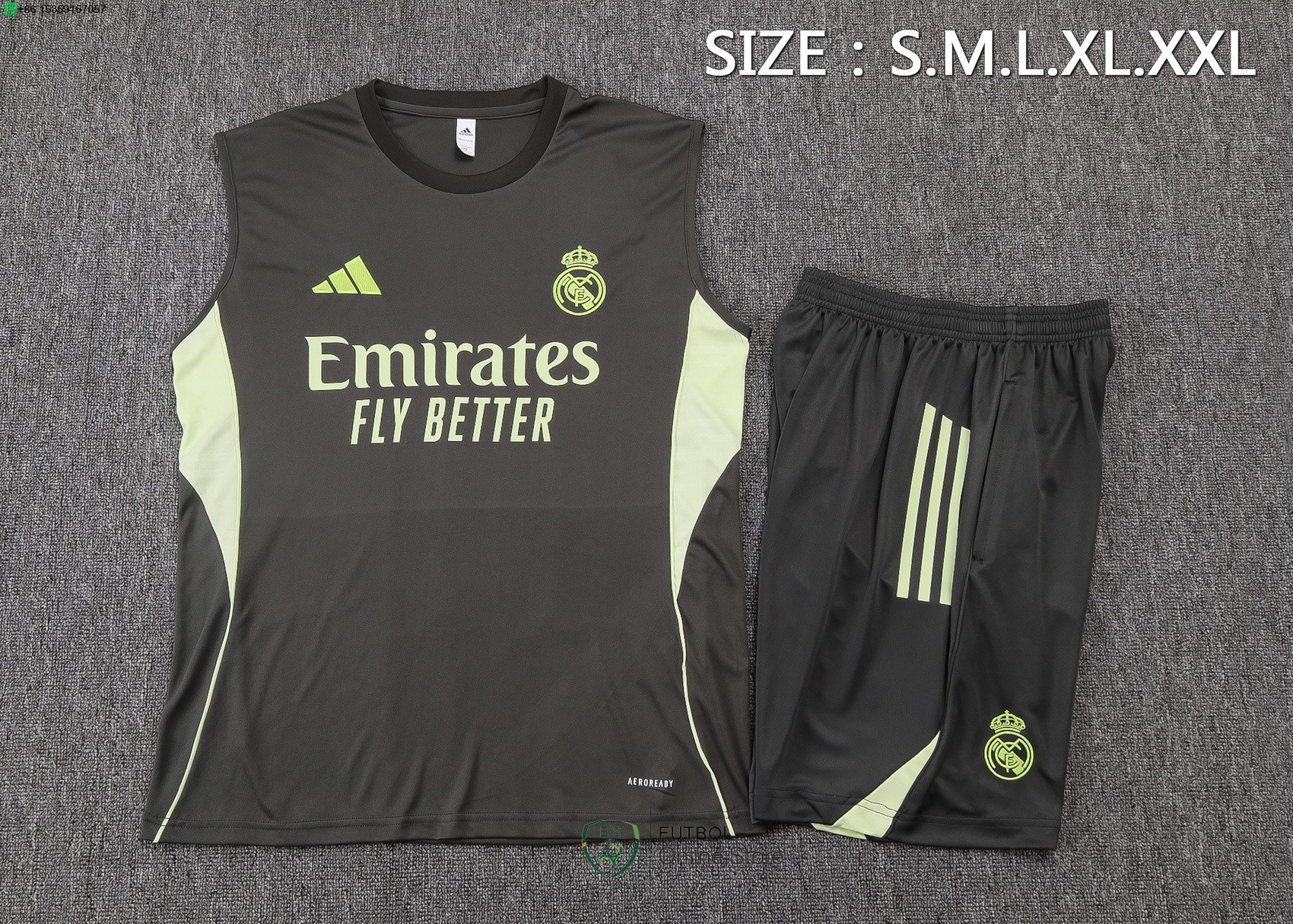 Entrenamiento Sin Mangas Conjunto Completo Real Madrid 25/2026 Gris Verde
