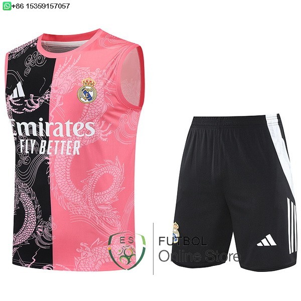Entrenamiento Sin Mangas Conjunto Completo Real Madrid 25/2026 Negro Rosa Entrenamiento Sin Mangas Conjunto Completo Real Madrid 25/2026 Negro Rosa