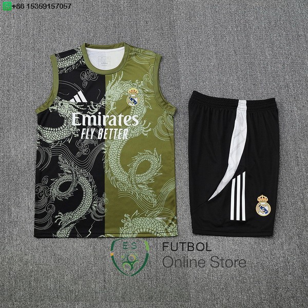 Entrenamiento Sin Mangas Conjunto Completo Real Madrid 25/2026 Negro Verde
