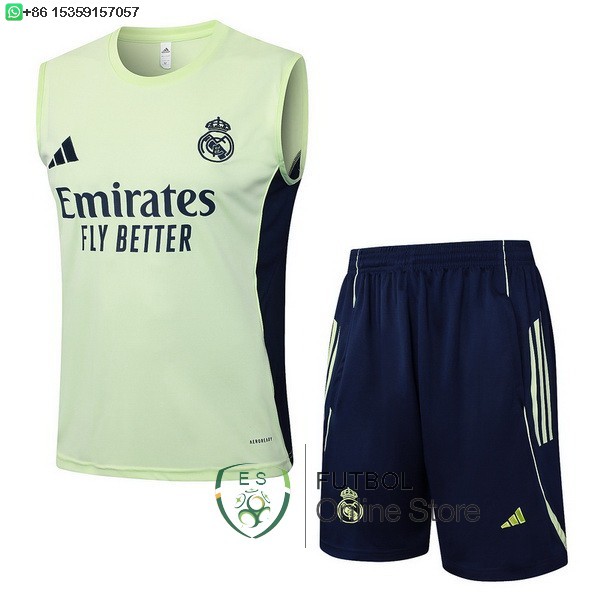 Entrenamiento Sin Mangas Conjunto Completo Real Madrid 25/2026 Verde Claro Azul