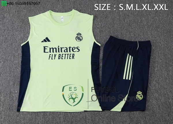 Entrenamiento Sin Mangas Conjunto Completo Real Madrid 25/2026 Verde Claro Azul
