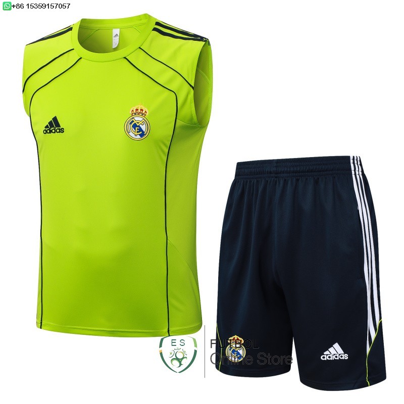 Entrenamiento Sin Mangas Conjunto Completo Real Madrid 25/2026 Verde Negro Entrenamiento Sin Mangas Conjunto Completo Real Madrid 25/2026 Verde Negro