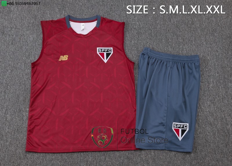 Entrenamiento Sin Mangas Conjunto Completo Sao Paulo 25/2026 Rojo Gris