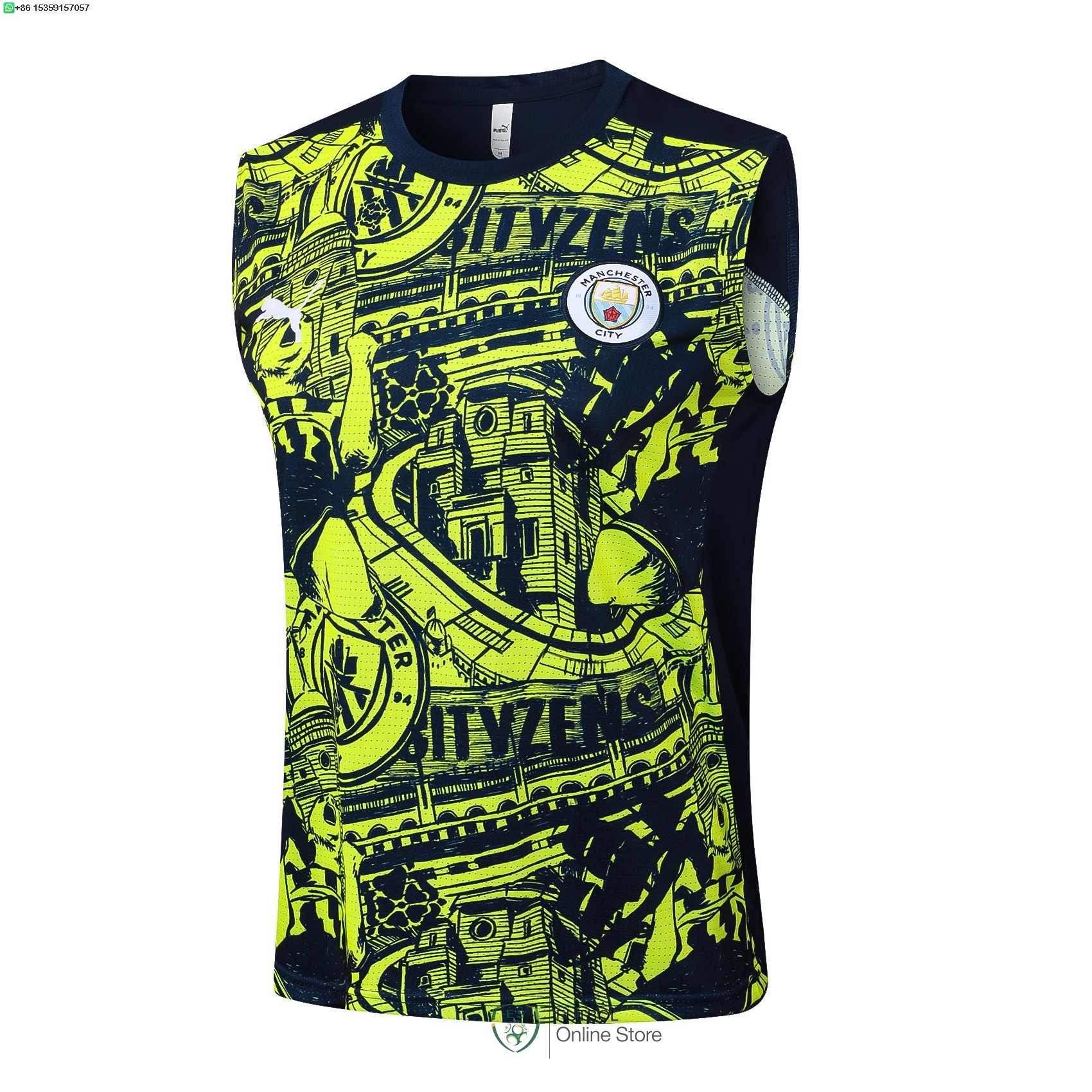 Entrenamiento Sin Mangas Manchester City 24/2025 Azul Marino Verde