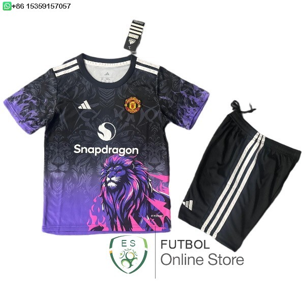 Especial Conjunto De Ninos Manchester United 25/2026 Purpura Negro