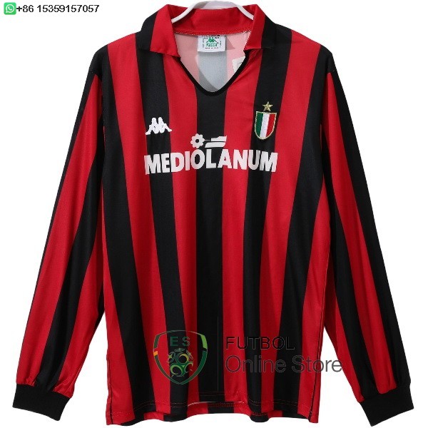 Retro Camiseta Manga Larga AC Milan 1988 1989 Primera