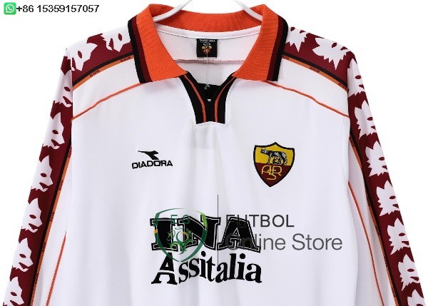 Retro Camiseta Manga Larga As Roma 1998 1999 Segunda
