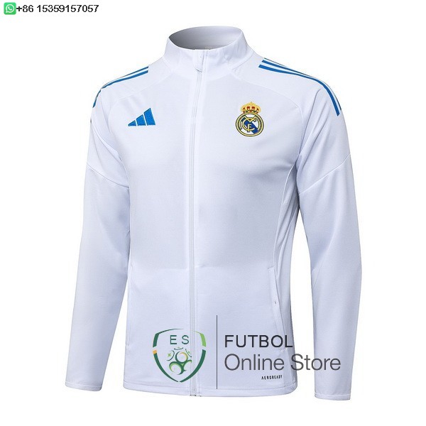 Ropa Deportiva Con Cremallera Larga Real Madrid 25/2026 Blanco Azul Ropa Deportiva Con Cremallera Larga Real Madrid 25/2026 Blanco Azul
