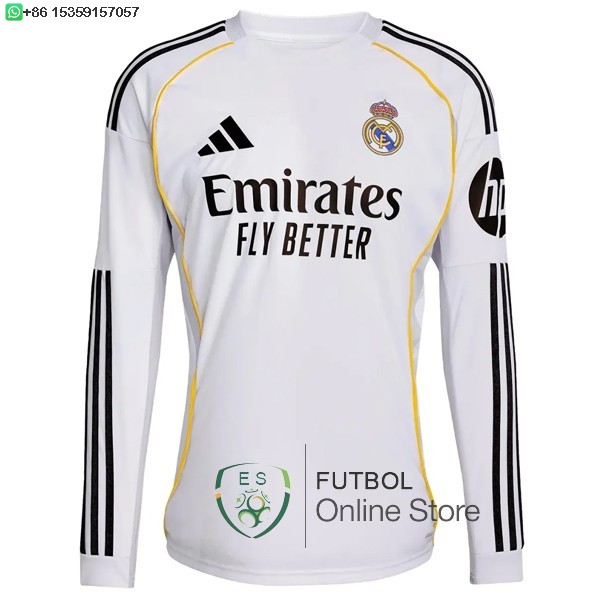 Tailandia Camiseta Real Madrid 25/2026 ML Primera Tailandia Camiseta Real Madrid 25/2026 ML Primera